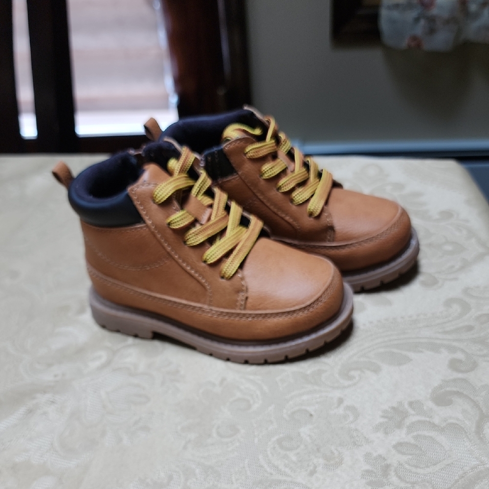 Carter's Brown and Yellow Leather Boots Sturdy Design